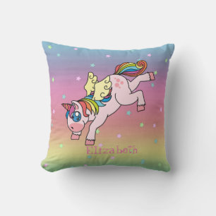 Launisches Regenbogen-Einhorn, Ombre Kissen