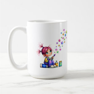 Launisches Regenbogen-Stern-Maler-Mädchen Kaffeetasse