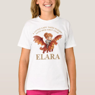 Launisches Rittermädchen und Drache zum ersten Geb T-Shirt