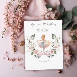 Launisches Rosa-Band und Wasserfarben-Ballerina-Ge Dankeskarte