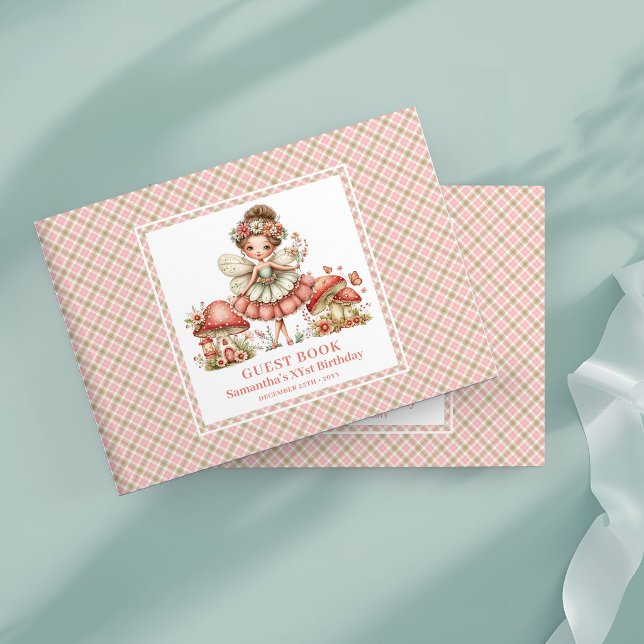 Launisches Rosa-Feengästebuch zum 3. Geburtstag Gästebuch (Whimsical Pink Fairy 3rd Birthday Guest Book)
