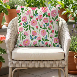 Launisches Rosa-Rosenknospen-Sommerblumenmuster Kissen