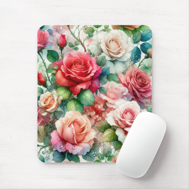 Launisches Rosenmuster Mousepad (Mit Mouse)