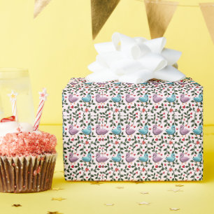 Launisches Schwanen-Blumenmuster Geschenkpapier