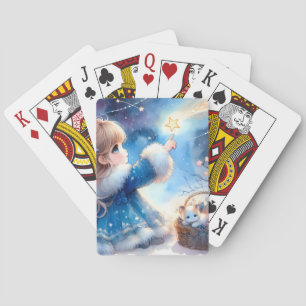 Launisches Sternengucker-Mädchen Aquarell Spielkarten