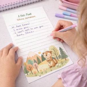 Launisches Süßes Eichhörnchen Blumen Personalisier Briefpapier