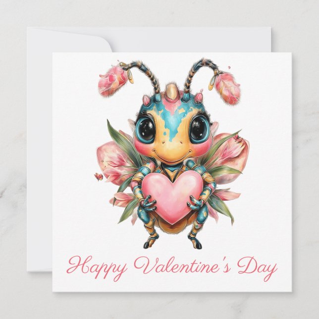 Launisches Valentinstags-Käferherz Karte (Vorderseite)