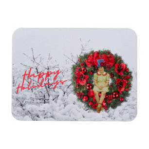 Launisches Vintage-Mädchen Weihnachtsferien  Magnet