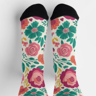 Launisches Volkstümliches Blumenmuster Socken