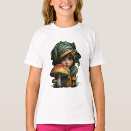 Launisches Waldmädchen mit Pilz-Fantasie-Kunst T-Shirt