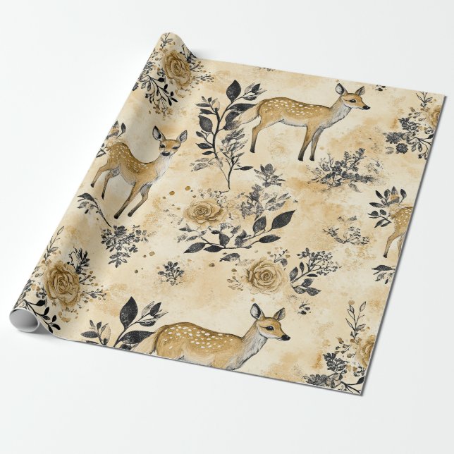 Launisches Waldreh-Muster Geschenkpapier (Ungerollt)