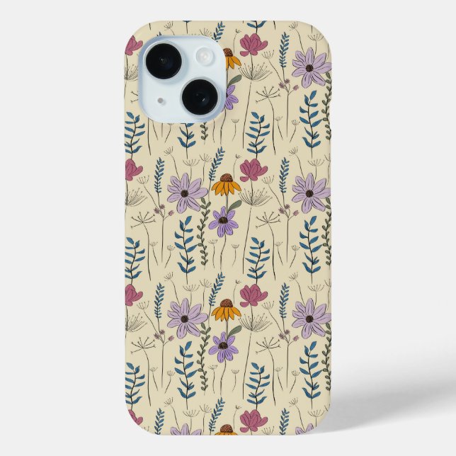 Launisches Wildblumen-Nahtloses Muster Case-Mate iPhone Hülle (Rückseite)