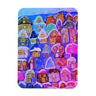 Launisches Winterdorf-Volksfest-Weihnachtsmagnet Magnet