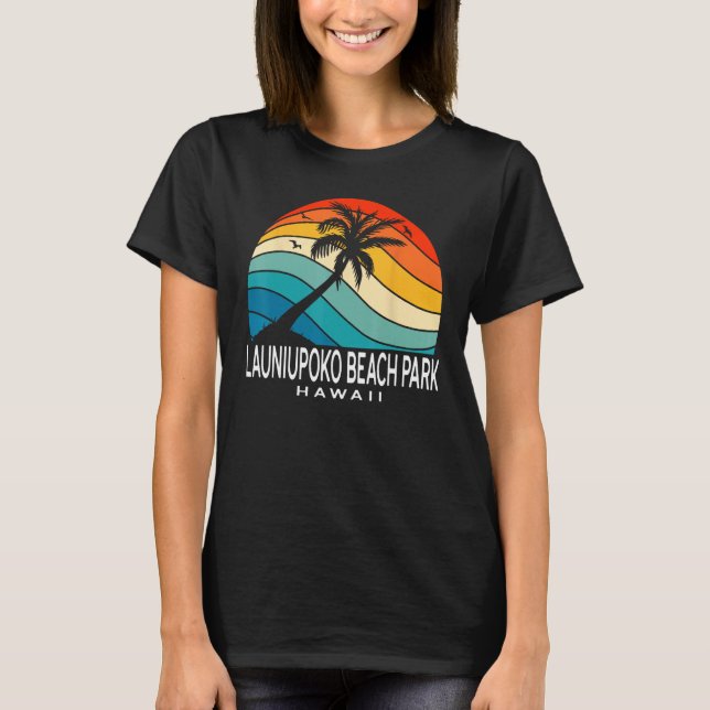 Launiupoko Beach Park Hawaii Beach Palm Tree Souve T-Shirt (Vorderseite)