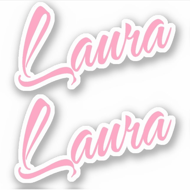 Laura Decorative Name in Pink x2 Aufkleber (Vorderseite)