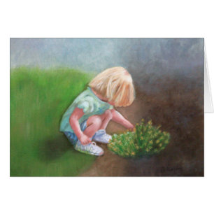 "Laura" Ölmalerei kleine Mädchen picken Blume