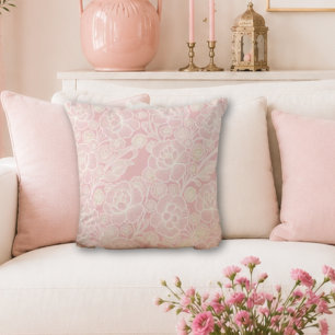 Laura 🌸 Sanftes Rosa Barock Blumenmuster Kissen