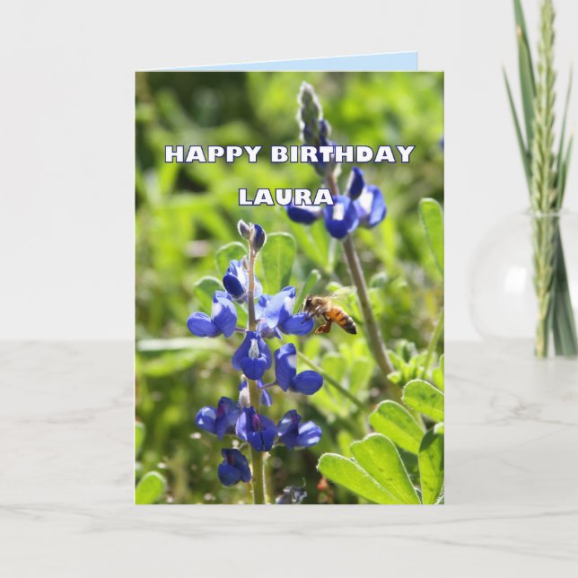 Laura Texas Bluebonnet Happy Birthday Karte (Vorderseite)