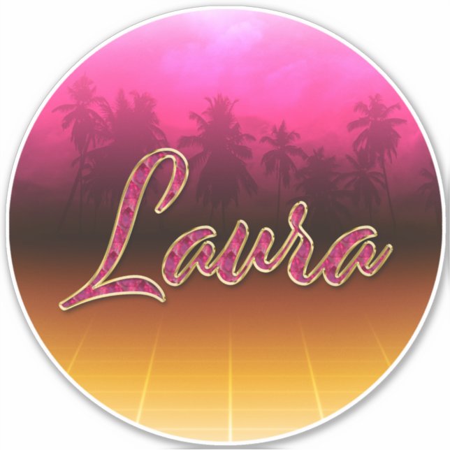 Laura Vorname Name golden pink Aufkleber Sticker (Vorderseite)