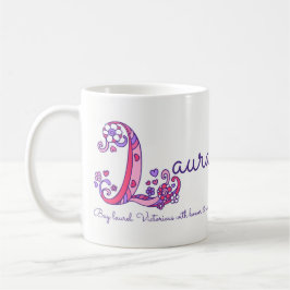 Lauranamensbedeutungs-Herz-Blume L Monogramm-Tasse Kaffeetasse