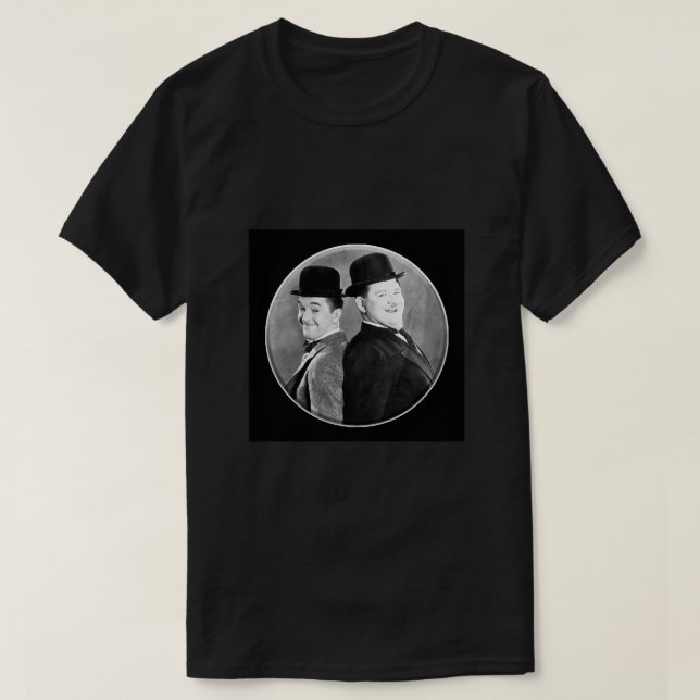 LAUREL AND HARDY. Stan Laurel und Oliver Hardy in  T-Shirt (Design vorne)