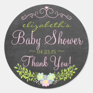 Laurel auf Chalkboard Look Pink und Green Runder Aufkleber