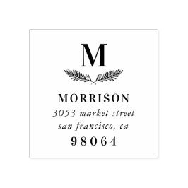 Laurel Branch | Elegante Monogramm-Rücksendeadress Gummistempel