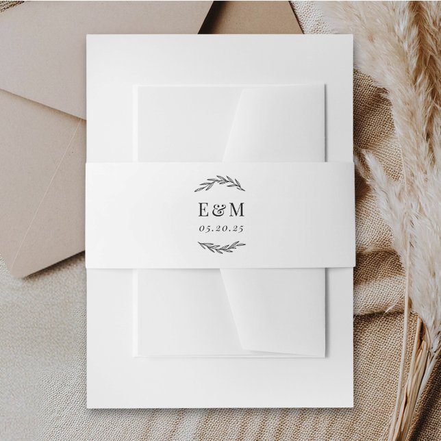 Laurel Branch Monogram Wedding Einladungsbanderole (Von Creator hochgeladen)