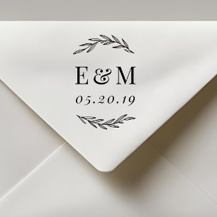 Laurel Branch Monogram Wedding Save the Date Gummistempel