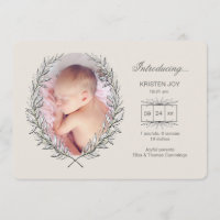 Laurel Frame Foto Geburtsankündigung
