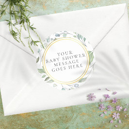 Laurel Garland Imitate Gold Foil Baby Dusche Nachr Runder Aufkleber