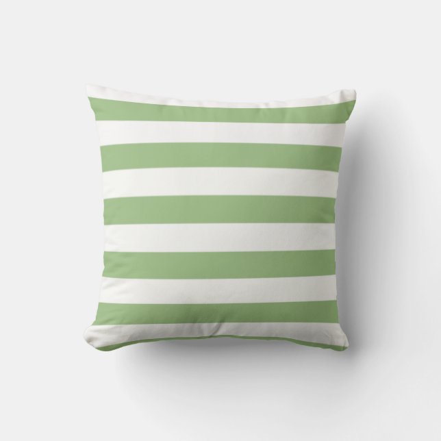 Laurel Green Horizontal Stripes Kissen (Vorderseite)