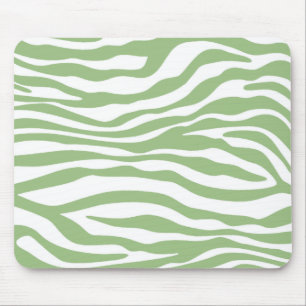 Laurel Green Zebra Stripes Animal Print Mousepad