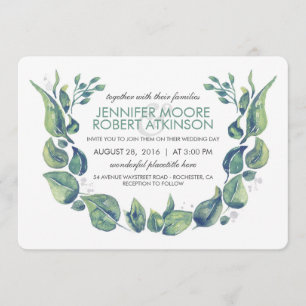 Laurel Greenery Wreath Watercolor Wedding Einladung