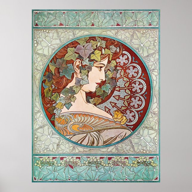 Laurel, Jugendstil-Illustration von Alphonse Mucha Poster (Vorne)