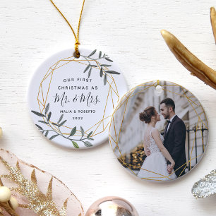 Laurel Leaf Erste Verheiratete Weihnachten Keramik Ornament