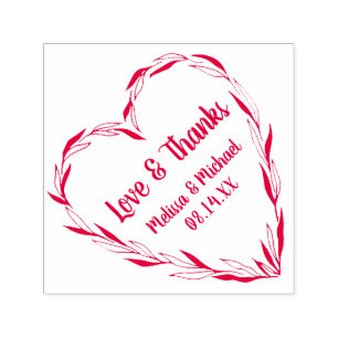 Laurel Leaf Heart Wreath   Hochzeit Danke Permastempel
