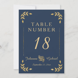 Laurel Leaf Typografie Navy Blue Gold Tischnummer