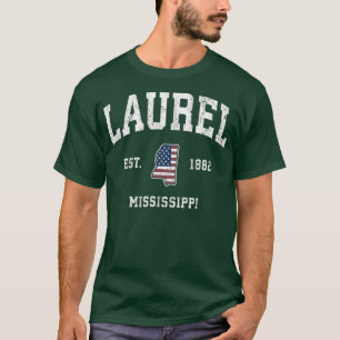 Laurel Mississippi MS Vintag American Flag T-Shirt
