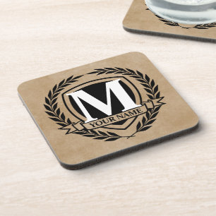 Laurel Monogram Design Beverage Coaster Getränkeuntersetzer