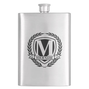 Laurel Monogram Design Flask Flachmann