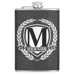Laurel Monogram Design Flask Flachmann
