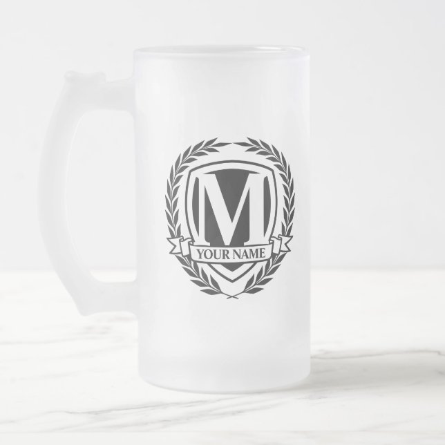 Laurel Monogram Design Mattiert Glass Beer Tasse (Links)