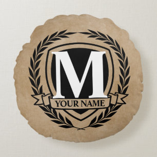 Laurel Monogram Design Rundkissen Rundes Kissen