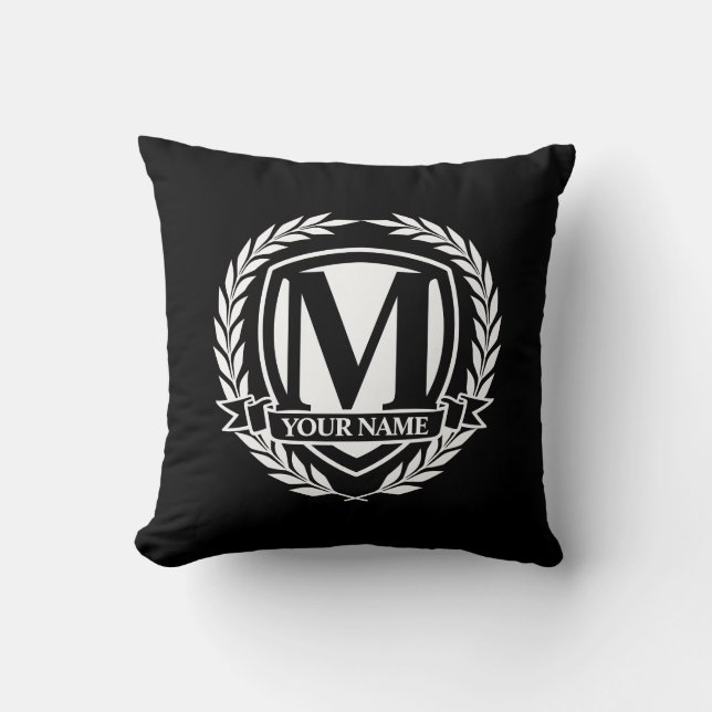 Laurel Monogram Design Throw Kissen (Vorderseite)