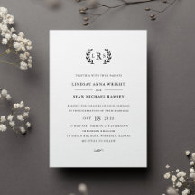 Laurel Monogram Wedding Einladung