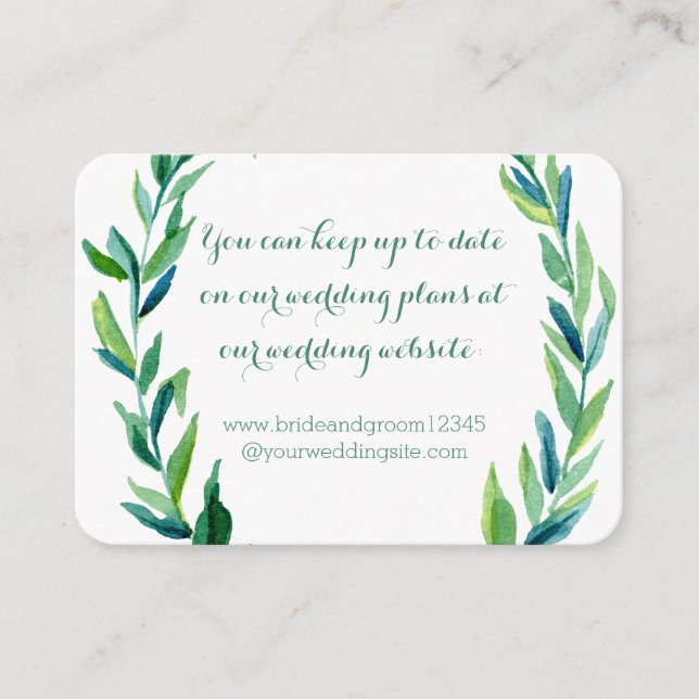 Laurel Olive Leaf Wreath Wedding Website Cards Begleitkarte (Vorderseite)