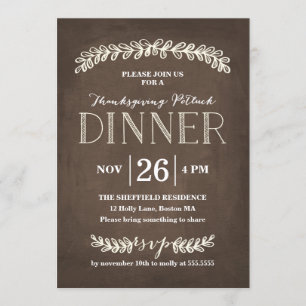 Laurel Potluck Dinner Chalkboard Erntedank Einladung