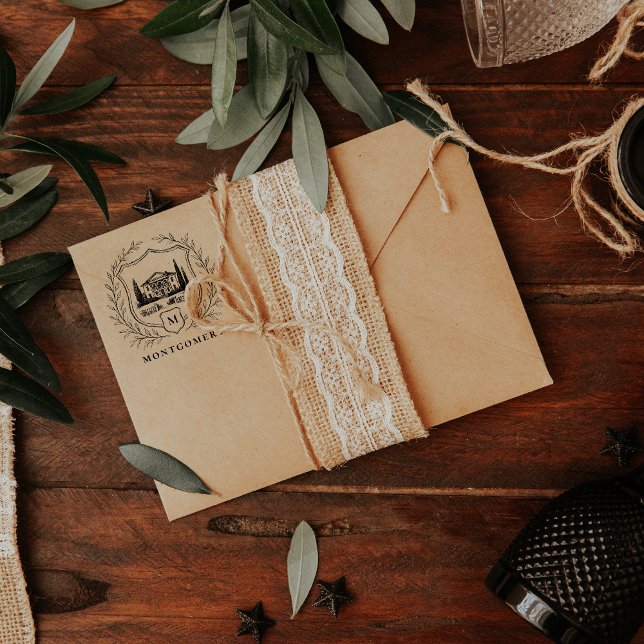 Laurel Shield Anwesen | Wedding Monogram Gummistempel (Von Creator hochgeladen)