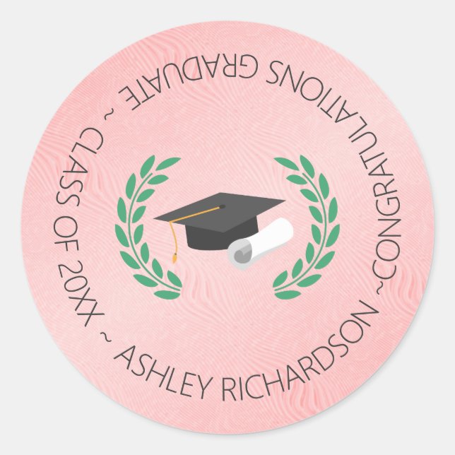 Laurel und Cap Runder Aufkleber (Vorderseite)